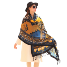 Anyyou Scarf 100% Merino Wool Khaki Silk Satin Large Winter Pashmina Shawl Band - £67.95 GBP