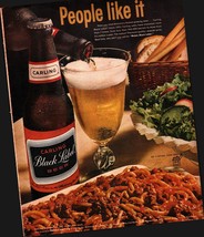 1964 Carling Black Label Beer Spaghetti Salad Bread Sticks Vtg Magazine Print Ad - £19.21 GBP