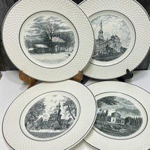 Set of 4 Copeland Spode Mansard Black White Historic Plates 10.75&quot; - $87.12