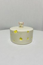 Vintage Yellow Ceramic Swiss Cheese Cover With Mouse on Top - £9.83 GBP