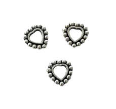 50 Antiqued Tibetan Silver 9mm Beaded Heart Ring Links Charms Bead Findings - $4.99