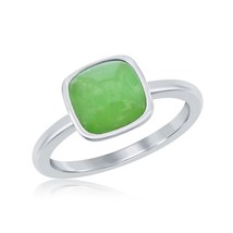Sterling Silver 8mm Cushion Jade Ring - £43.94 GBP