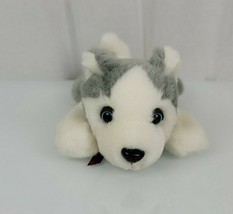 The Bearington Collection Stuffed Plush White Gray Husky Dog Wolf Toy Beanbag 9&quot; - £39.55 GBP