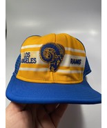 Rams Los Angeles NFL Yellow AJD LARGE Superstripe Trucker Hat Vintage - £45.95 GBP