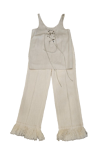 CHLOE Dusty White Silk/Wool Blend Pants with Fringe ( 38) &amp; Top (40) w/ Rivets - £480.76 GBP