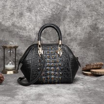 Motaora Retro Women Bag Leather Shoulder Bags For Women Hand Painted Alligator T - £79.59 GBP