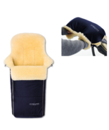 Lambskin Footmuff &amp; Handwarmer Set Navy Stroller Pram Baby Shower Gift G... - $485.06 CAD