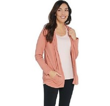 AnyBody Cozy Knit Hooded Cardigan in Dark Blush, Small, A349790 - £9.01 GBP