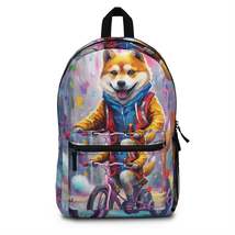 Shiba Inu on Bike Graffiti-Style Art: Colorful, Happy, Post-Apocalyptic Design B - $110.27