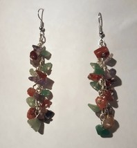 Multicolored Amethyst Adventurine Red Agate Stone Drop Earring - €15,63 EUR