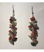 Multicolored Amethyst Adventurine Red Agate Stone Drop Earring - €15,63 EUR