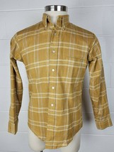 Vintage 1960s Trent Traditionals 888 Gold Cotton Plaid Button Front Shirt M - £71.22 GBP