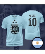 Argentina Messi Signature Champions 3 Stars FIFA World Cup 2022 Blue T-S... - $41.01 CAD+