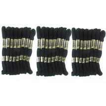24 Black Stranded Stitch 100% Cotton Embroidery Thread Floss Sewing Skei... - $35.14