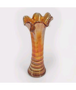Imperial Antique Swung Ripple Iridescent Marigold Carnival Art Glass Vas... - $23.76