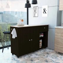 FM FURNITURE Chico Kitchen Island with 2 Cabinets, 2 Open Shelves, and Drawer, W - £261.67 GBP+