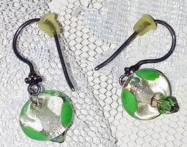 Handblown Lampwork Glass Bead Earrings  Hook Type 1/2&quot; Dangle   Pierced  - £8.20 GBP