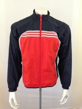  Adidas Vintage 90&#39;s Black Red Long Sleeve Full Zip Windbreaker Size Medium - £11.74 GBP
