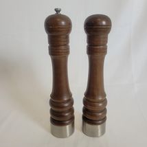 VTG Krane Wooden Salt Shaker and Pepper Grinder Made in Japan Stainless ... - $15.83