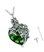 Rose Cremation Urn Necklace For Ashes Silver - $193.19
