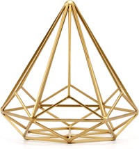 Bright Gold Iron Sphere In The Shape Of A Diamond, Measuring 6 Inches, Geometric - $37.98