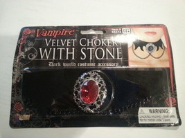 Vampire Velvet Choker with Red Stone Necklace, Pendant, Goth, Dracula NEW SEALED - £3.98 GBP