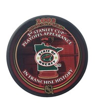 2003 Minnesota WIld 1st Stanley Cup Playoffs Appearance Hockey Puck Inglasco - £17.84 GBP