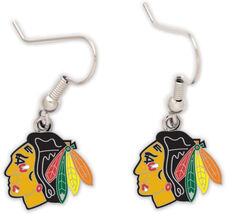 Women&#39;s Chicago Blackhawks NHL Dangle Drop Swirl Heart Earrings | Silver... - $9.85
