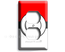 Pokemon red white Poke Ball inspired single decorative duplex outlet wall plate  - £9.39 GBP