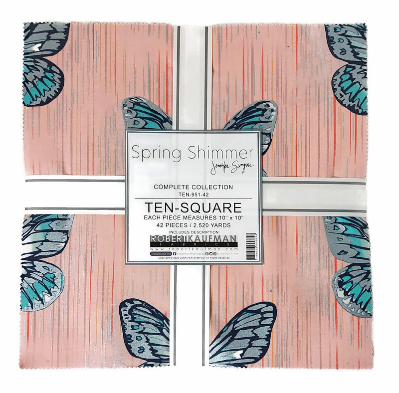 10&quot; Squares Spring Shimmer Jennifer Sampou Quilters Cotton Pre-Cuts M531.19 - $34.97