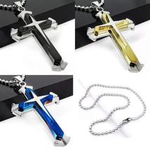 Cross Necklace for Men Stainless Steel Plain Pendant With Silver Chain J... - $6.00