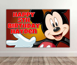 2 X MICKEY MOUSE Personalised Birthday Backdrop - Disney Banner 40 x 24 ... - £14.18 GBP