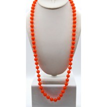 Avon Orange Beaded Necklace, Bright Vintage Lucite Beads with Gold Tone Spacers - £22.42 GBP