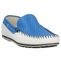 Fabi Men&#39;s Blue White Loafer Italy Driving Dots Shoes Moccasins Size US ... - $213.82