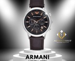 Emporio Armani Men’s Chronograph Quartz Leather Strap Grey Dial 43mm Wat... - $131.86