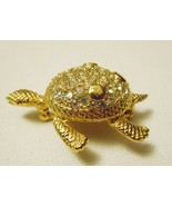 GIVENCHY Vintage Jewelled Crystal Gold Tone TURTLE BROOCH PIN Stunning!!... - £42.19 GBP