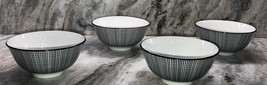 Art Deco Black/White Dashed Set Of 4 Royal Norfolk 6”Soup Cereal Bowl NE... - $49.38