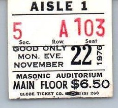 Vintage Lou Reed Concert Ticket Stub November 22 1976 Detroit Michigan - £35.03 GBP