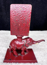 Old Cast Metal Elephant Trunk Up Matchbox Holder Red Detailed 4 3/4 Inch... - $658.85 MXN