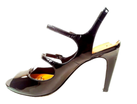VIA SPIGA Women Size 9.5 High Heel Black Patent Leather Mary Jane Peep T... - $44.99