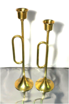 Vintage SOLID Brass Trumpet / Bugle Shape Candlestick Holder - £11.25 GBP