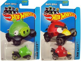 2014 Hot Wheels - Angry Birds - Red Bird &amp; Minion Pig (Set Of 2) - £33.70 GBP