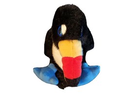 Pier 1 Imports Black Colorful Toucan Bird Plush Stuffed Animal 11&quot; Vintage - £20.43 GBP