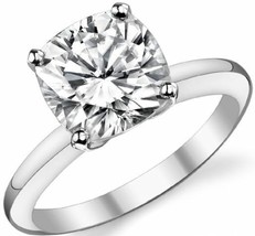 1.40CT Forever One Cushion Cut Moissanite 4-Prong Solitaire Ring 14K White Gold - £559.38 GBP