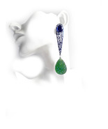 Long Drop Earrings, Long Earrings, Teardrop Earrings, Blue Earrings, Blu... - $30.08 CAD+