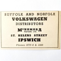 1954 Volkswagen McNamara Motors Suffolk Advertisement Import Automobilia... - $374.91 MXN