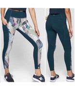 Athleta Oasis Contender 7/8 Tropical Floral Front Leggings Lagoon Teal W... - $19.99