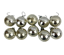 VTG Lot of 10 Mercury Glass Ornaments Holiday Christmas Silver 2.5&quot;  - £18.39 GBP