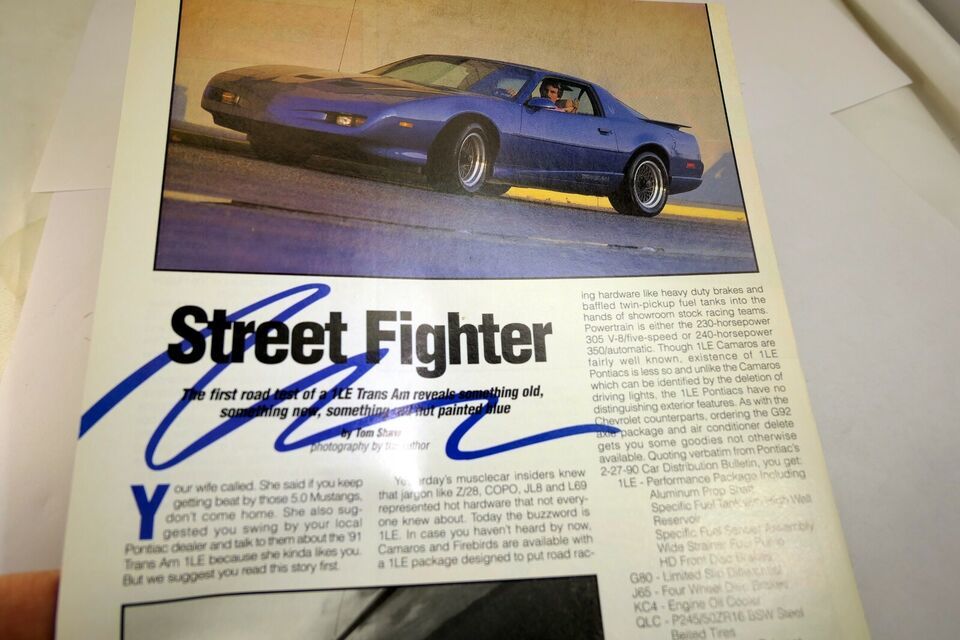 Pontiac 1LE Trans Am Street Fighter Advertisement Ad Magazine clipping M... - $8.84