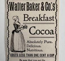 Walter Baker&#39;s Breakfast Cocoa 1897 Advertisement Victorian Hot Chocolate DWFF17 - £11.56 GBP